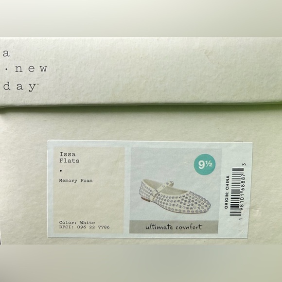 A New Day Issa Flats White Studded Mary Jane Shoes Vegan | Sz 9.5 | New With Box - Picture 10 of 11